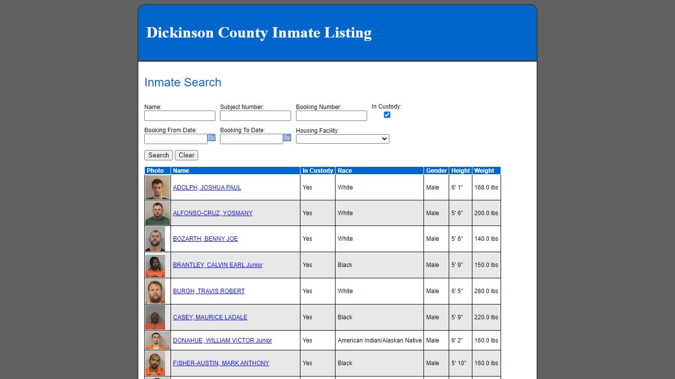 Dickinson County Inmate Listing - dkcokslaw.org